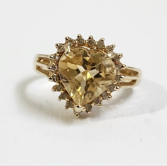 One Estate Owned 80's 14K Solid Gold Citrine & Diamonds 2.80cts 3.28g Ring Sz 7 - Picture 8 of 15
